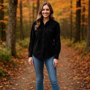 COS Black Corduroy Button-Up Shirt Womens Size 6 100% Cotton $99.00 price NWT